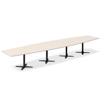 Konferencebord DNA, Birk 5000x1200 mm bådformet, Sort understel