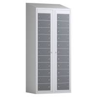 T&oslash;judleveringsskab 2x11 rum med skr&aring;t tag og antracit d&oslash;re med cylinderl&aring;s