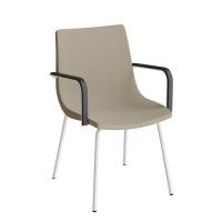 Stol Colt 10012 Med arml&aelig;n, beige tekstil, hvidt stel