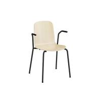 Stol Add med arml&aelig;n Siddeskal i birk laminat, sort stel