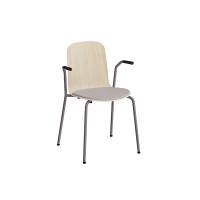 Stol Add 5901 hvidpigmenteret eg, polstret s&aelig;de i gr&aring;t tekstil, gr&aring;t stel