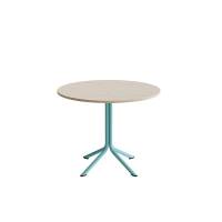 Bord Atlas 1133 &Oslash;900x720mm, Hvidpigmenteret eg med turkis understel