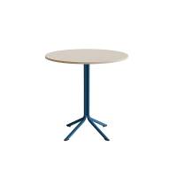 Bord Atlas 1133 &Oslash;900x900mm, Hvidpigmenteret eg med azurbl&aring;t understel