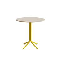 Bord Atlas 1133 &Oslash;900x900mm, Hvidpigmenteret eg med gult understel