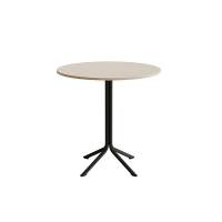 Bord Atlas 1133 &Oslash;900x900mm, Hvidpigmenteret eg med sortoliven understel