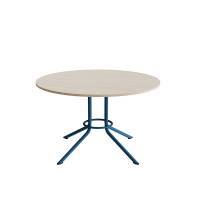 Bord Atlas 1133 &Oslash;1200x720mm, Hvidpigmenteret eg med azurbl&aring;t understel