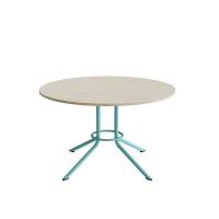 Bord Atlas 1133 &Oslash;1200x720mm, Hvidpigmenteret eg med turkis understel