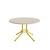 Bord Atlas 1133 &Oslash;1200x720mm, Hvidpigmenteret eg med gult understel