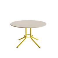 Bord Atlas 1133 &Oslash;1200x720mm, Hvidpigmenteret eg med gult understel