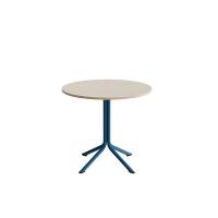 Bord Atlas 1133 &Oslash;800x720mm, Hvidpigmenteret eg med azurbl&aring;t understel