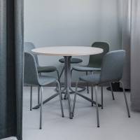 Bord Atlas 1133 &Oslash;800x720mm, Hvidpigmenteret eg med gr&aring;t understel