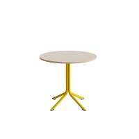 Bord Atlas 1133 &Oslash;800x720mm, Hvidpigmenteret eg med gult understel