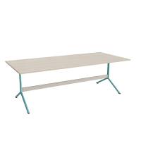 Bord Atlas 1134, 2200x1000mm, højde 720, eg højtrykslaminat, turkist stel