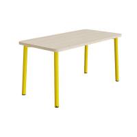 Bord Add 590, 1400x700 mm h&oslash;jde 720 mm med hvidpigmenteret eg, gult stel