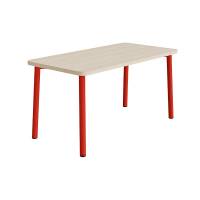 Bord Add 590, 1400x700 mm højde 720 mm med lydabsorberende hvidpigmenteret eg, rød stel