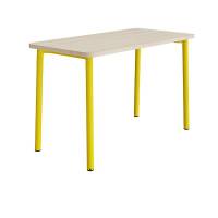 Bord Add 590, 1400x700 mm h&oslash;jde 900 mm med hvidpigmenteret eg, gult stel