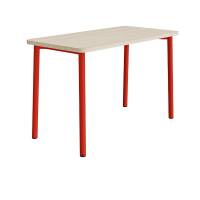 Bord Add 590, 1400x700 mm h&oslash;jde 900 mm med hvidpigmenteret eg, r&oslash;d stel