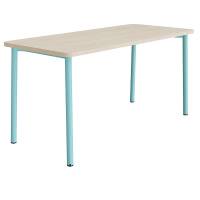 Bord Add 590, 1800x800 mm h&oslash;jde 900 mm med hvidpigmenteret eg, turkis stel