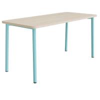 Bord Add 590, 1800x800 mm h&oslash;jde 900 mm med hvidpigmenteret eg, turkis stel