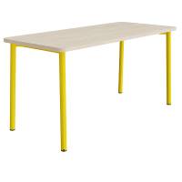 Bord Add 590, 1800x800 mm h&oslash;jde 900 mm med hvidpigmenteret eg, gult stel