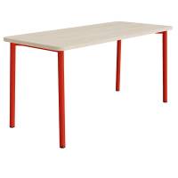 Bord Add 590, 1800x800 mm h&oslash;jde 900 mm med hvidpigmenteret eg, r&oslash;d stel