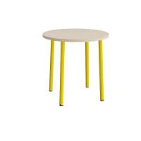 Bord Add 590, &Oslash;900 mm, h&oslash;jde 900 mm, hvidpigmenteret eg laminat p&aring; gult stel