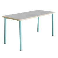 Bord Add 590, 1800x800 mm h&oslash;jde 900 mm med lys gr&aring; linoleum, turkis stel