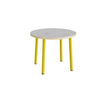 Bord Add 590, &Oslash;900 mm, h&oslash;jde 720 mm, lys gr&aring; linoleum p&aring; gult stel