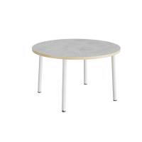 Bord Add 590, &Oslash;1200 mm, h&oslash;jde 720 mm, lys gr&aring; linoleum p&aring; hvidt stel