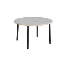 Bord Add 590, Ø1200 mm, højde 720 mm, lys grå linoleum på sortoliven stel