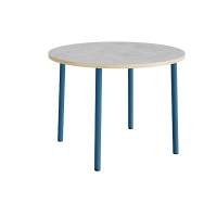 Bord Add 590, &Oslash;1200 mm, h&oslash;jde 900 mm, lys gr&aring; linoleum p&aring; bl&aring;t stel