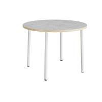 Bord Add 590, &Oslash;1200 mm, h&oslash;jde 900 mm, lys gr&aring; linoleum p&aring; hvidt stel