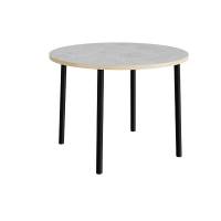 Bord Add 590, &Oslash;1200 mm, h&oslash;jde 900 mm, lys gr&aring; linoleum p&aring; sortoliven stel