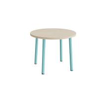 Bord Add 590, &Oslash;900 mm, h&oslash;jde 720 mm, lydd&aelig;mpende hvidpigmenteret eg laminat p&aring; turkis stel