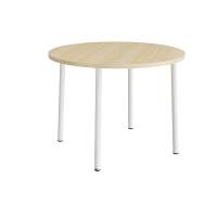 Bord Add 590, &Oslash;1200 mm, h&oslash;jde 900 mm, lydd&aelig;mpende birk laminat p&aring; hvidt stel