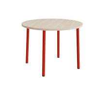 Bord Add 590, &Oslash;1200 mm, h&oslash;jde 900 mm, lydd&aelig;mpende hvidpigmenteret eg laminat p&aring; r&oslash;dt stel