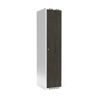 Garderobeskab 1x400 mm Lige tag Hel søjle Laminat dør Nocturne wood Cylinderlås