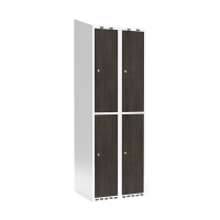 Garderobeskab 2x300 mm Skråt tag 2-delt søjle Laminat dør Nocturne wood Cylinderlås