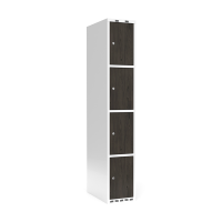Garderobeskab 1x300 mm Lige tag 4-delt søjle Laminat dør Nocturne wood Cylinderlås