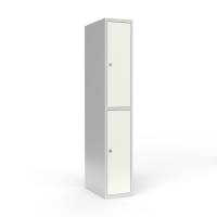 Skoleskab 1x300 Lige tag 2 rum i højden Hvid ståldør Greb for hængelås