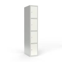 Skoleskab 1x300 Lige tag 4 rum i h&oslash;jden Hvid st&aring;ld&oslash;r Cylinderl&aring;s