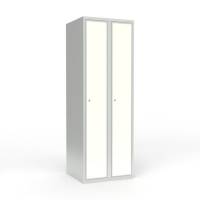 Skoleskab 2x300 Lige tag 1 rum i h&oslash;jden Hvid laminatd&oslash;r Cylinderl&aring;s