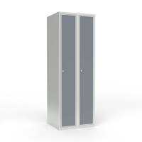 Skoleskab 2x300 Lige tag 1 rum i h&oslash;jden Lys gr&aring; laminatd&oslash;r Cylinderl&aring;s