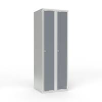 Skoleskab 2x300 Lige tag 1 rum i h&oslash;jden Lys gr&aring; laminatd&oslash;r Greb for h&aelig;ngel&aring;s