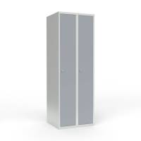 Skoleskab 2x300 Lige tag 1 rum i h&oslash;jden Gr&aring; st&aring;ld&oslash;r Greb for h&aelig;ngel&aring;s