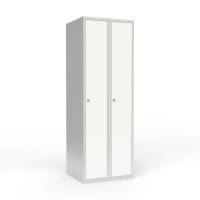 Skoleskab 2x300 Lige tag 1 rum i h&oslash;jden Hvid st&aring;ld&oslash;r Greb for h&aelig;ngel&aring;s