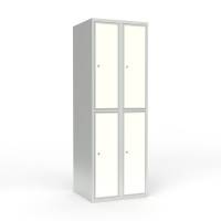 Skoleskab 2x300 Lige tag 2 rum i h&oslash;jden Hvid laminatd&oslash;r Cylinderl&aring;s