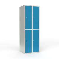 Skoleskab 2x300 Lige tag 2 rum i h&oslash;jden Lys bl&aring;  st&aring;ld&oslash;r Cylinderl&aring;s