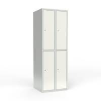 Skoleskab 2x300 Lige tag 2 rum i h&oslash;jden Hvid st&aring;ld&oslash;r Cylinderl&aring;s