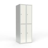 Skoleskab 2x300 Lige tag 2 rum i h&oslash;jden Hvid st&aring;ld&oslash;r Greb for h&aelig;ngel&aring;s